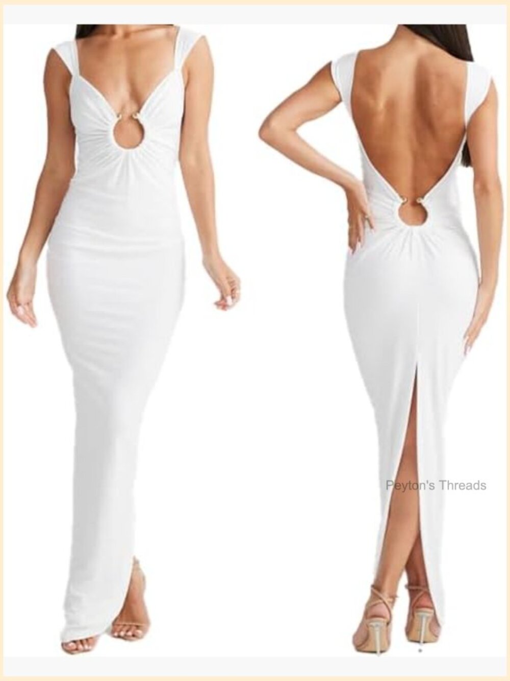 V Neck Sleeveless Bodycon Maxi Dress with High Slit - Picture 1 of 5